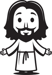 Eternal Light Cute Jesus in Black Logo Sacred Compassion Cartoon Jesus Icon