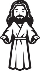 Sacred Joy Cartoon Jesus in Black Eternal Guardian Cute Jesus Black Icon