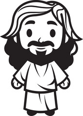 Peaceful Light Cute Black Jesus Vector Holy Grace Cartoon Jesus Black Logo