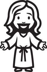 Redeeming Joy Cartoon Jesus in Black Divine Guardian Cute Jesus Black Icon