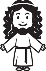 Gentle Guide Cute Black Jesus Design Blessed Compassion Cartoon Jesus Icon
