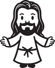 Eternal Grace Cute Jesus Black Icon Saviors Love Cartoon Jesus Vector