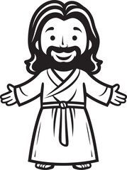 Blessed Radiance Cartoon Jesus Black Icon Sacred Embrace Cute Jesus Black Logo