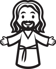 Heavenly Grace Cartoon Jesus in Black Kind Compassion Cute Black Jesus Vector