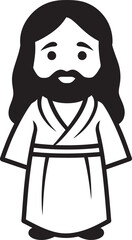 Divine Innocence Jesus in Black Vector Heavenly Joy Cute Jesus Logo