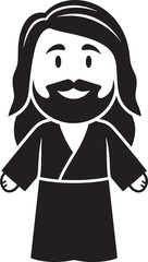 Redeeming Love Cute Jesus Black Icon Divine Compassion Cartoon Jesus Vector