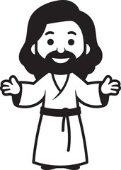 Obraz na płótnie Canvas Eternal Light Cartoon Jesus in Black Merciful Presence Black Logo Icon