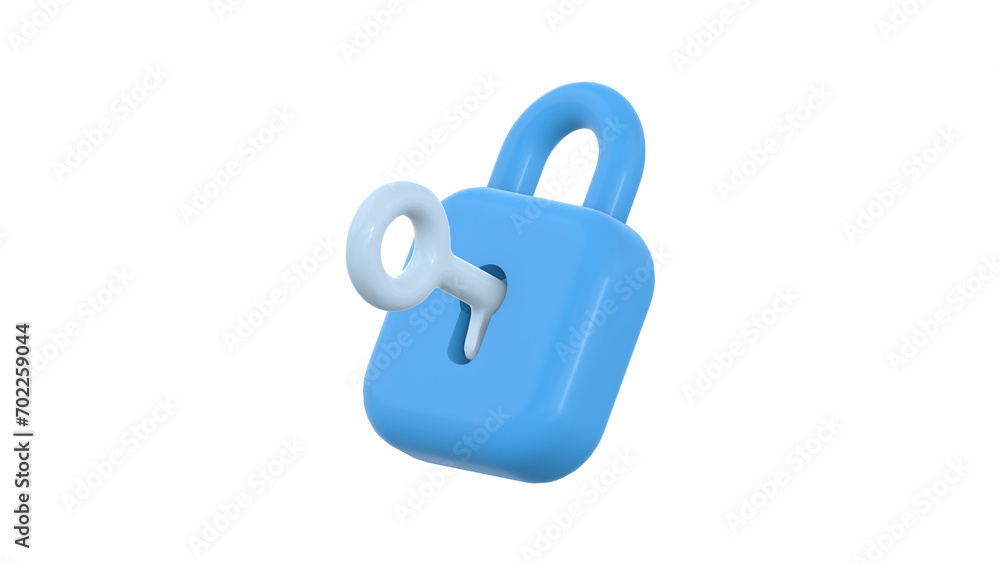 Poster cyber security internet concept. 3d lock with key and protection shield. networking safety connect. 
