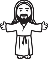 Divine Comfort Cute Jesus Black Logo Merciful Shepherd Cartoon Jesus in Black
