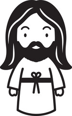 Kind Redeemer Cartoon Jesus Black Icon Sacred Love Black Vector Jesus Logo