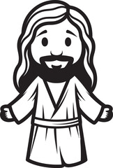 Blessed Savior Cute Black Jesus Vector Kind Redeemer Cartoon Jesus Black Icon