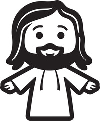 Gentle Shepherd Cute Black Jesus Icon Holy Radiance Cartoon Jesus in Black