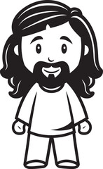 Sacred Grace Cute Black Logo of Jesus Kind Shepherd Cartoon Jesus Black Vector