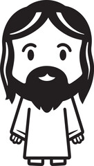 Merciful Shepherd Cartoon Jesus Icon Divine Radiance Black Vector Jesus