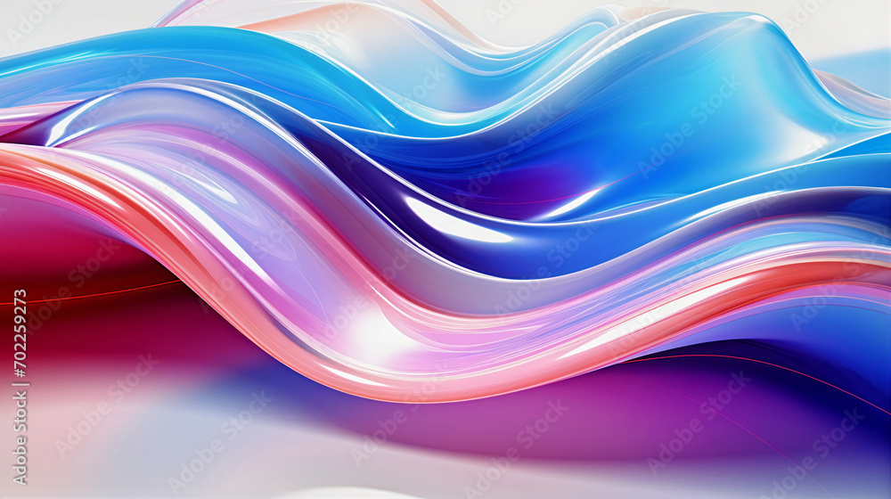 Aufkleber abstract background with wavy lines. blue smooth waves. generative ai