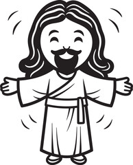 Heavenly Compassion Cute Jesus Black Divine Light Cartoon Jesus in Black