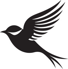 Whimsical Winged Delight Black Logo Design Radiant Avian Elegance Cute Vector Icon