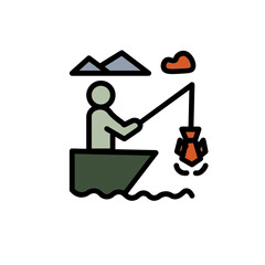 Activity Angle Catching Filled Outline Icon