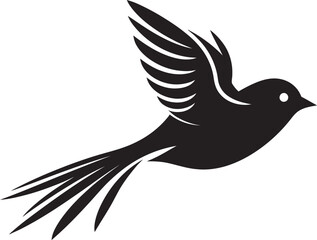 Dynamic Avian Elegance Black Bird Icon Skyward Flight Symphony Cute Vector Bird
