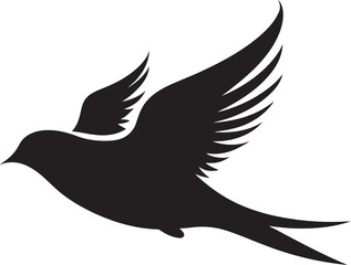 Soothing Wingspan Grace Cute Black Bird Serene Flight Elegance Vector Black Icon