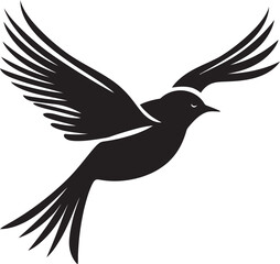 Skyward Feathered Delight Cute Black Bird Ethereal Avian Symphony Black Logo Icon