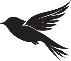 Serene Winged Elegance Black Bird Logo Majestic Avian Grace Cute Black Vector