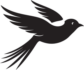 Whimsical Flight Elegance Cute Bird Radiant Avian Symphony Black Vector