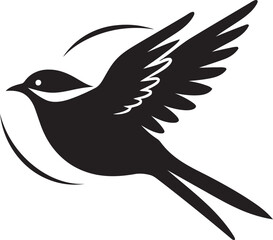Graceful Winged Soar Black Logo Icon Whimsical Flight Elegance Cute Bird