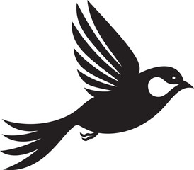 Airborne Whimsy Black Bird Vector Dynamic Ascend Cute Black Logo Icon
