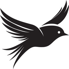 Dynamic Flight Symphony Cute Logo Skyward Avian Elegance Black Vector