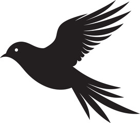 Ethereal Feathered Soar Cute Bird Icon Soothing Flight Fantasia Black Logo