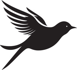 Skyward Avian Elegance Black Vector Ethereal Feathered Soar Cute Bird Icon