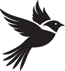 Soothing Flight Fantasia Black Logo Serene Avian Grace Cute Vector Bird
