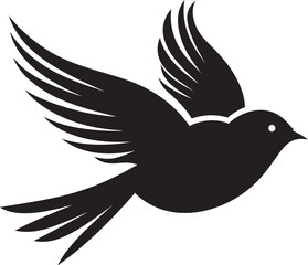 Elegant Feathered Symphony Black Icon Airborne Flight Euphoria Cute Logo Bird