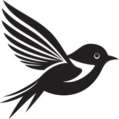 Upward Avian Elegance Black Logo Chirpy Winged Grace Cute Vector Bird