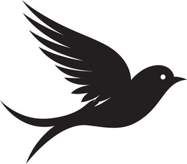 Airborne Elegance Flying Bird Vector Icon Aerial Charm Cute Black Logo Design