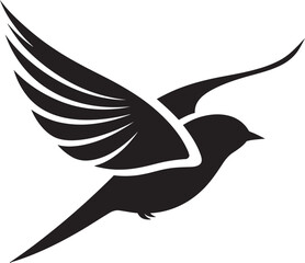Airborne Delight Black Bird Logo Design Radiant Flight Elegance Cute Iconic Bird