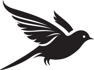 Upward Feathered Fantasia Cute Logo Bird Chirpy Flight Grace Vector Black Icon