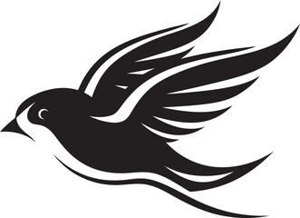 Majestic Winged Soar Cute Black Design Dynamic Avian Euphoria Vector Bird Logo