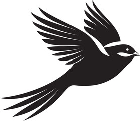 Skyward Feathered Elegance Cute Vector Elegant Flight Fantasia Black Logo Bird