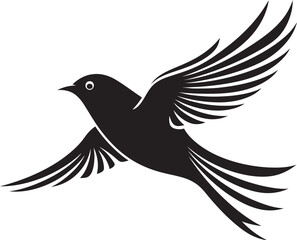 Aerodynamic Joy Cute Black Logo Bird Sky Soaring Spirit Vector Bird Icon