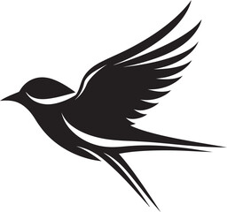 Majestic Soar Cute Flying Bird Icon Feathered Freedom Black Bird Vector