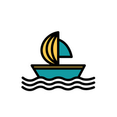 Fish Hook Boat Filled Outline Icon