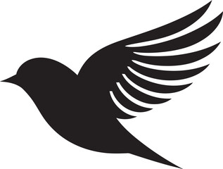 Graceful Soar Bird in Black Vector Avian Euphoria Cute Flying Bird Icon