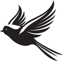 Elevated Elegance Black Logo Bird Aerial Serenity Cute Flying Bird Design