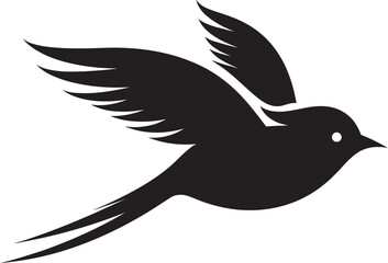 Aerial Serenity Cute Flying Bird Design Sky Soaring Spirit Vector Black Logo