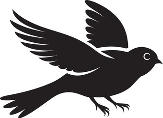 Harmonious Flight Cute Black Bird Logo Free Flying Grace Black Bird Vector