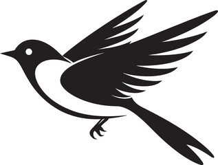 Dynamic Ascend Flying Bird in Black Fluttering Freedom Vector Bird Icon