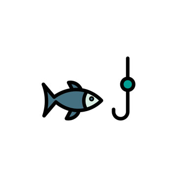 Angling Sport Fishing Filled Outline Icon