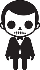 Chirpy Skeleton Pose Cute Vector Energetic Skeletal Buddy Black Logo